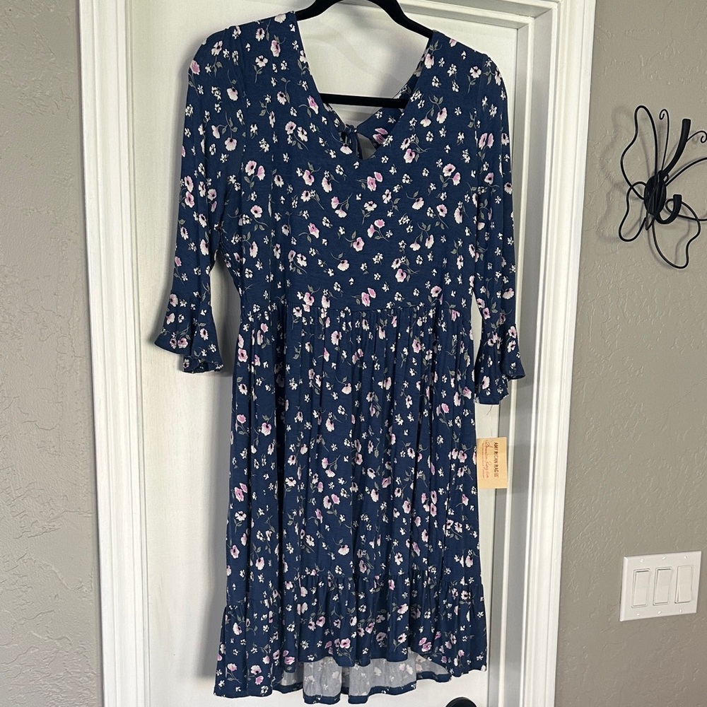 American Rag Navy Blue Floral Midi Dress